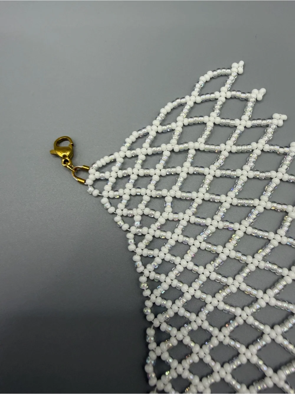 Handmade white beaded